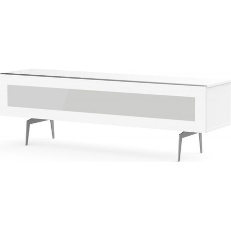 Meuble TV verre infrarouge et mélaminé blanc pieds métal Melbourne 160 cm (1/5)