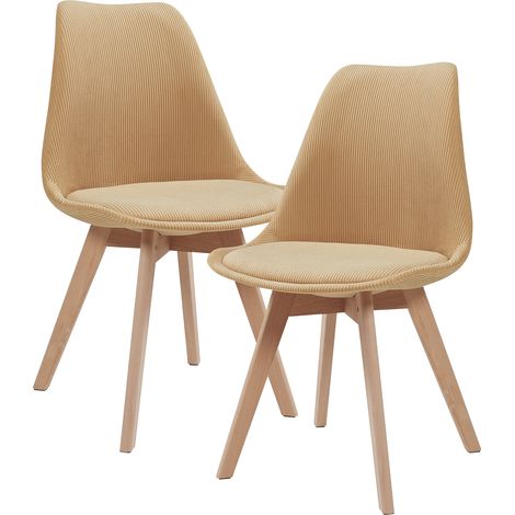Esszimmerstuhl Fläten 2er Set Cord Senfgelb [en.casa]
