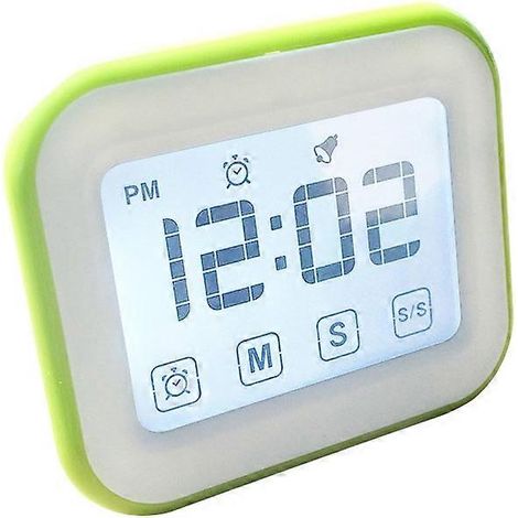 Minuteur de cuisine numérique avec grand écran tactile LCD et veilleuse, idéal pour la cuisine et la pâtisserie (vert). (1/4)