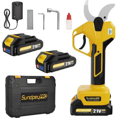 21V Sécateur électrique Sans Fil, Max 50mm Sécateur à Batterie 2 Batteries 2.0Ah, étui, Moteur Sans Balais, écran LCD, pour 18V-Batterie, pour Jardin Vergers Vigne et Arbre Fruitier (1/5)
