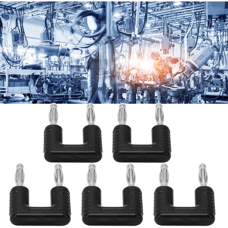 J.20004 Kurzschlussstecker 4 mm, Abstand 19 mm, paralleler Bananenstecker aus reinem Kupfer 4 mm, vernickeltes Kupfer, verkauft in 5er-Packungen, schwarz. (1/5)