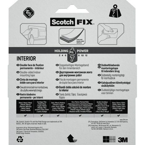SCOTCH Double face intérieur 10m x 19mm Fix 3M blanc (1/2)