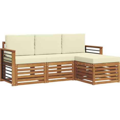 Outdoor Sofa Set with Cushion 4 pcs Natural and Cream vidaXL