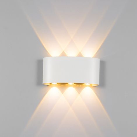 Moderna Lámpara de Pared LED Interior Blanco Aluminio Lámpara de Pared Diseño Arriba Abajo para Salón Dormitorio Pasillo 6W Blanco Cálido (1/5)