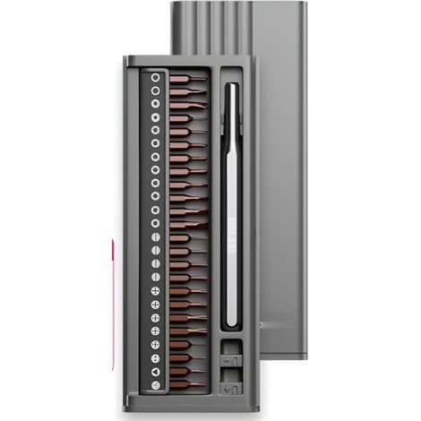 (25 pièces)Ensemble de tournevis électriques portables rechargeables multifonctionnels avec affichage de puissance et éclairage LED avant (1/5)