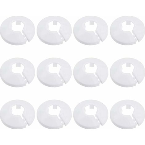 12 Pcs Cache Tuyau, Cache Tuyau Plomberie Collier Radiateur, Manchon Radiateur pour Tuyau Rosace Ronde Blanche Diamètre de 15 mm (Blanc) (1/5)