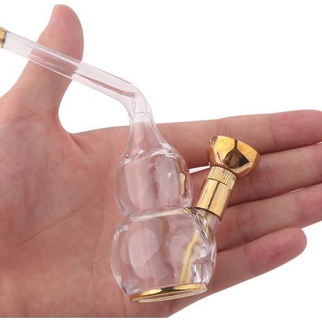 Mini portable garden hose, hookah with detachable downward-facing stem, 1 piece, gold (1/4)