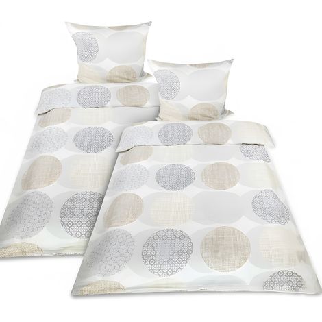 Biber Bettwäsche 4tlg Josi, 135x200cm, 80x80cm, Beige