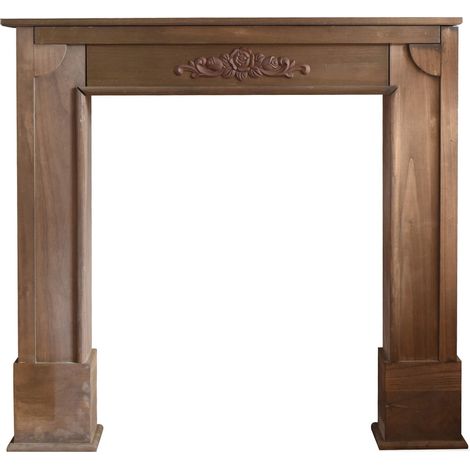 Rebecca Mobili Decorazione Camino Caminetto Legno Marrone Shabby 100x105x21
