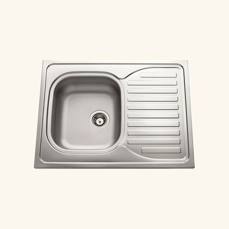 Cuisissimo – Évier inox à poser 1 bac réversible avec égouttoir – Bonde incluse – Sous-meuble 80 cm – Dimensions cuve 410x360x150 mm (1/2)