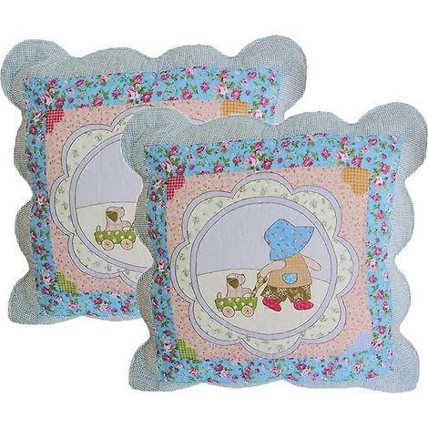 Ensemble de 2 housses de coussin décoratives en coton matelassé style bohème, imprimé floral patchwork, pour chambre, canapé ou voiture (motif floral, 45,7 x 45,7 cm).
