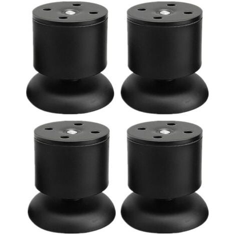 Lot de 4 Pieds Noir - 6cm de Meuble Réglable Pieds de Table en Acier Inoxydable avec Tapis en Caoutchouc et Vis (1/5)