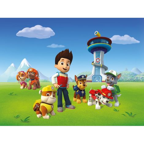 Papier peint intissé Pat'Patrouille – Modèle Ryder et ses amis – Dimensions 360 cm x 270 cm – Résistant à l'eau – Pose avec colle incluse – Ag Art (1/4)