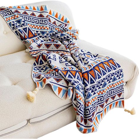 Jeté Bohème Grand Jeté Rustique Confortable Toutes Saisons Déco Campagne Couverture Douce, Légère, Très Moelleuse Pour Lit Canapé Fauteuil Chaise Salon Chambre Jeté Décoratif Style Ferme (1/5)