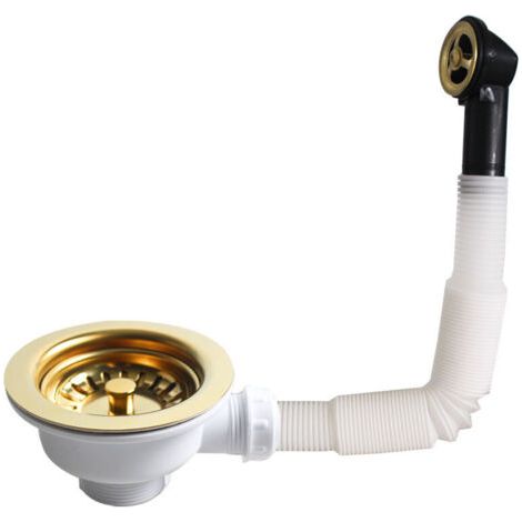 Bonde de vidange à panier inox pour évier 1 bac, diamètre 114 mm avec trop plein rond (1/3)