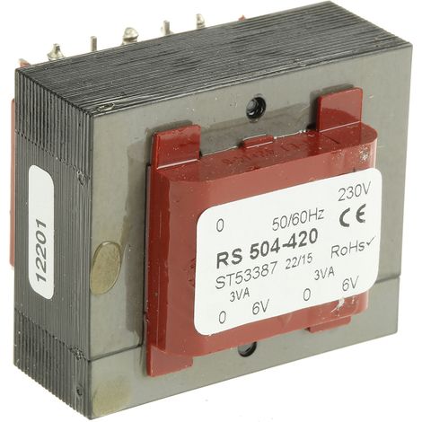 Transformateur pour circuit imprimé, Vin V c.a., Vout 6V c.a., 2 sorties, 6VA ( Prix pour 1 )