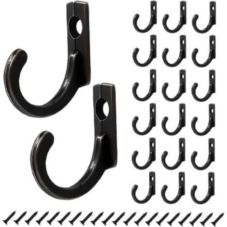 20 Pièces Accroche Serviette Salle de Bain, Alliage de Zinc Crochet Mural Noir, Noir Patere Porte Manteau, pour Suspendre Clés, Chapeaux