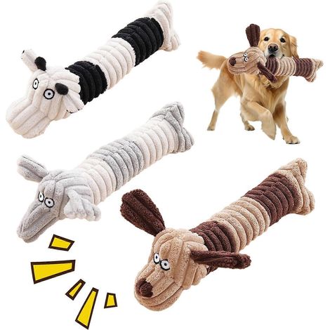 Peluche Long Animal Jouet pour chien – sonore et doux – pour dentition, Tug-of-War et lutte contre l'ennui – Gris (1/4)