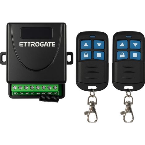 ETTROGATE Kit radio universale 2 canali per automazione cancelli / luci / irrigazione/tende con 2 telecomandi 433mhz IP20 ET6001