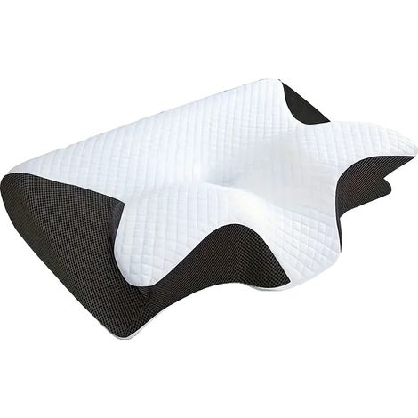 Oreiller Cervical en Mousse à Mémoire, Design Ergonomique, Support Contouré, noir (1/2)