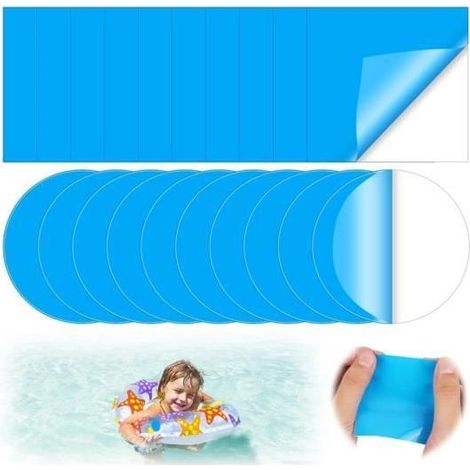 Lot de 20 rustines de réparation pour liner piscine – Patchs autocollants 7cm x 7cm – Réparation sous l'eau pour spa et objets gonflables – Barbaydos (1/4)