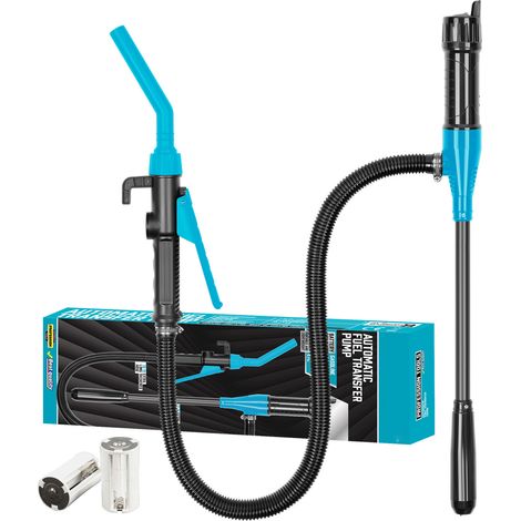 Pompe de transfert électrique avec tuyau noir de 90 cm (35,4 pouces), siphon portable à piles pour essence et eau.