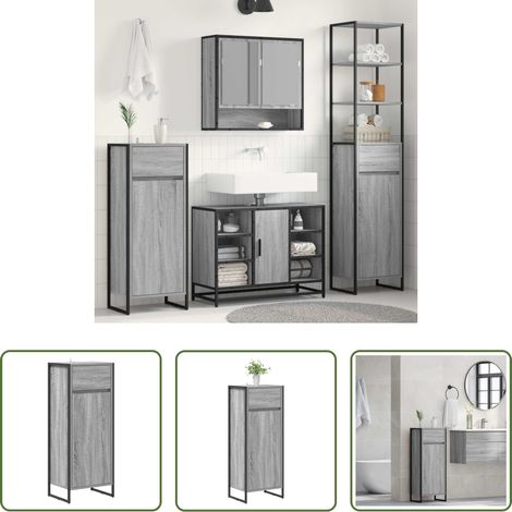 Holzwerkstoff Schrank -  Badezimmerschrank Graues Sonoma 40 x 30 x 100 cm Holzwerkstoff
