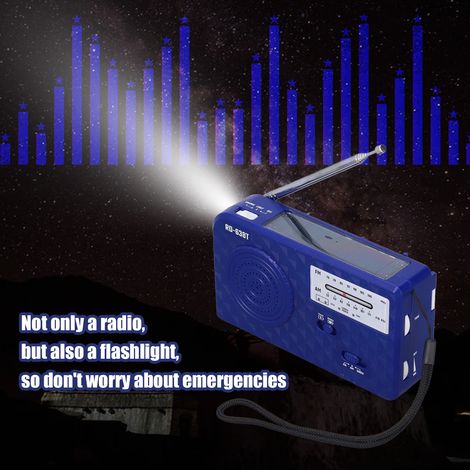 Multifunktionale Radio-Taschenlampe, Handkurbel-Solarradio, Notfall-Taschenlampe, USB-aufladbar, blau (1/5)