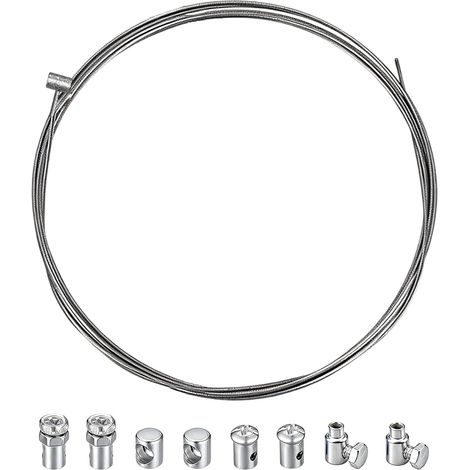 Câble d'embrayage Ø1,5mm 1 mètres avec Serre-Câble pour Moto Tondeuse Quad Réparation Universel Câble de Accélérateur Frein Embrayage Kit de Câble avec 8 Raccords pour Moto Vélo Scooter Tondeuse (1/5)