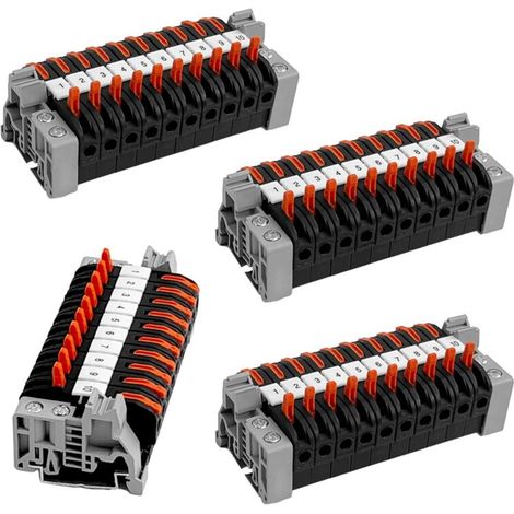 Paquete de 40 bornes para carril DIN, DIN-211 0,08-4 mm², kit de bornes negros, bloque de conexión eléctrica (1/4)