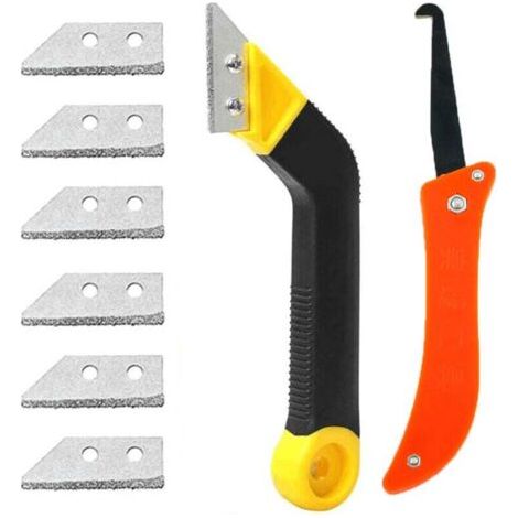 Grattoir à Joints, Lot de 8 Grattoirs Joints Carrelage avec, Grattoir Rasoir Nettoyage pour Carrelage, Grattoir a Dejointer Carrelage