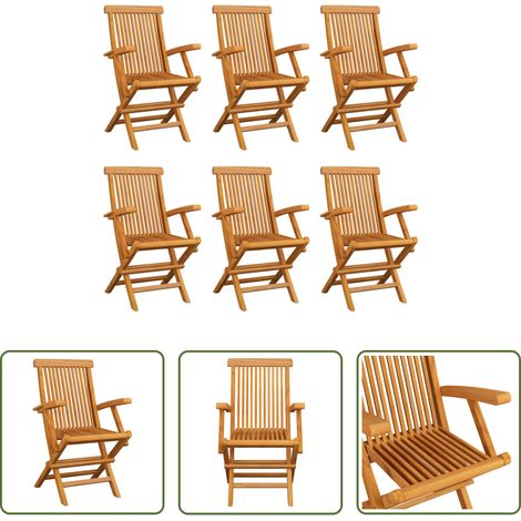 Teakholz - Klappbare Gartenstühle 6 Stk. Massivholz Teak (1/5)