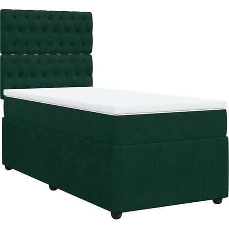 Maison Exclusive - Sommier à lattes de lit avec matelas Vert foncé 90x190 cm (1/5)