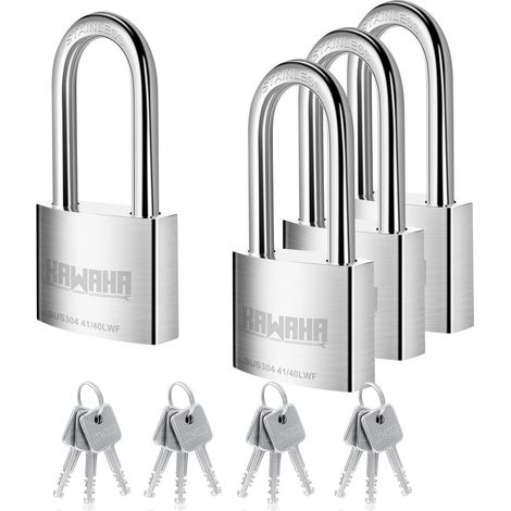Vorhängeschloss Edelstahl 40mm, gleichschließend, 4er-Pack, wetterfest, rostfrei
