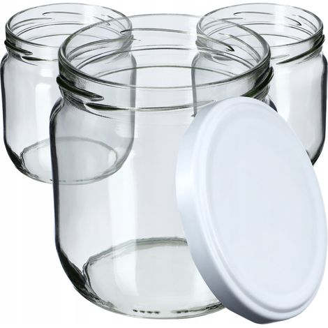 KADAX Barattoli per Marmellata con Coperchio a Vite, 425 ml, Confezione da 24, Barattoli per Marmellata, Barattoli per Marmellata, Barattoli per Miele, Bianco (1/5)