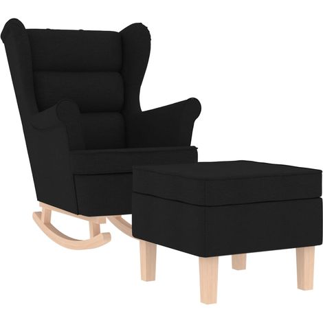 Chaise à bascule,Chaise de relaxation avec repose-pied Noir Tissu CFW91633 (1/5)