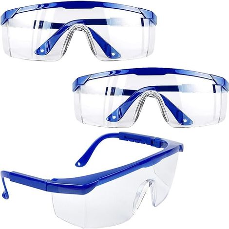 3 Stück Antibeschlag-Schutzbrillen mit blauem Rahmen und UV-Schutz für Kinder und Erwachsene mit PC und dickeren Gläsern für Outdoor-Aktivitäten