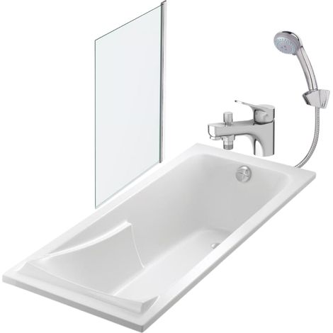Pack baignoire droite 170 x 75 JACOB DELAFON Corvette + mitigeur bain douche & ensemble de douche + pare bain + bonde (1/5)
