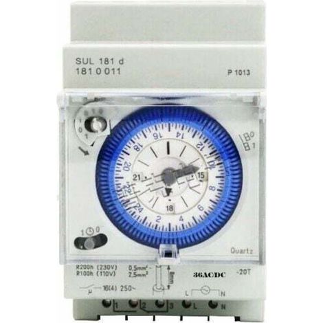 Minuterie analogique avec moteur synchrone et fonction de programmation journalière, 48 V CA/CC (1/4)