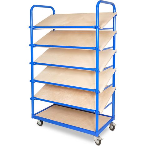 BRB Schrägboden-Regalwagen mit 6 Ebenen, BxTxH 1050x500x1690 mm, 2 Lenk-/2 Bockrollen, Gesamttragkraft 250 kg (1/3)