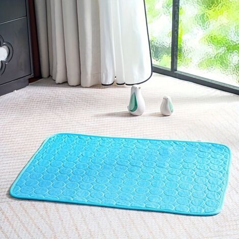 Cooling Ice Fiber Mat for Dogs and Cats - Washable Breathable Pet Pad - Blue - Size S 50x40x0.8 cm - Blue Basket Pattern (1/5)