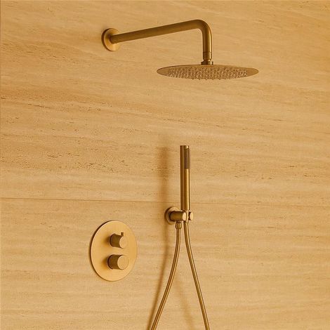 Exagonshop Set doccia termostatico 2 vie da incasso soffione 25