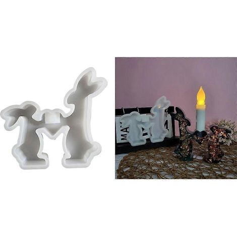 Moules en silicone pour bougeoirs en forme de cœur et de lapin - Moules pour bougeoirs animaux (1/4)