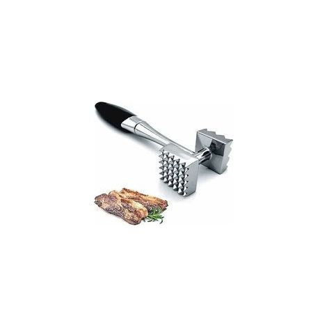 Attendrisseur de Viande en métal - Prise en main Durable et Confortable - Double Face - Marteau à Viande idéal pour le boeuf, la volaille, le porc et le poisson (1/5)