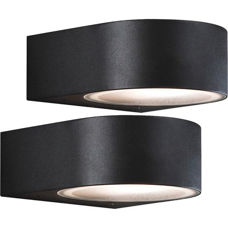 2er-Set stilvolle Wandleuchten TERAMO, E27, Aluminium schwarz, Höhe 7 cm (1/5)