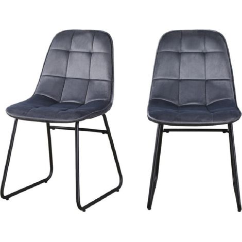 Lukas Chair (Box of 2) - L54 x W43 x H81 cm - Grey Velvet (1/2)