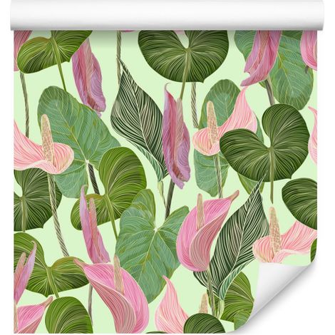 Papier peint à motifs de feuilles et de fleurs colorées pour salon et chambre 50x1000 cm (1/5)
