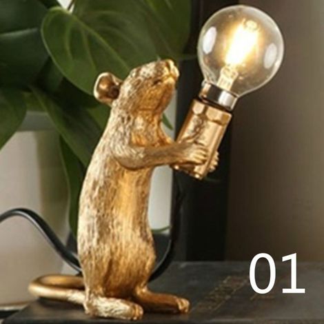 1 Lampe souris, interrupteur sur cordon, résine, lumière blanche, chambre, bureau (1/5)