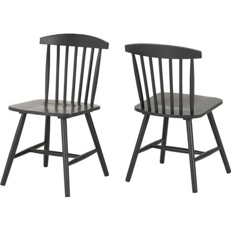Emery Indoor Dining Chair (Pack of 2) - Rubberwood - L50 x W45 x H79 cm - Dark Grey