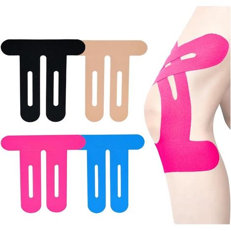 Lot de 16 rubans de sport prédécoupés – Imperméables – Soutien musculaire – 4 couleurs – Genou (1/5)